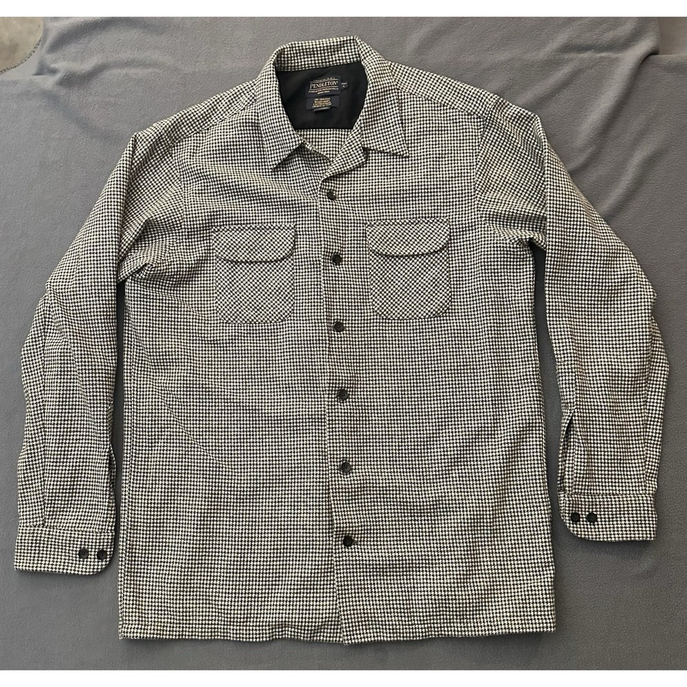 Pendleton Board Shirt Mens Large Tall Virgin Wool Houndsrooth Button Up